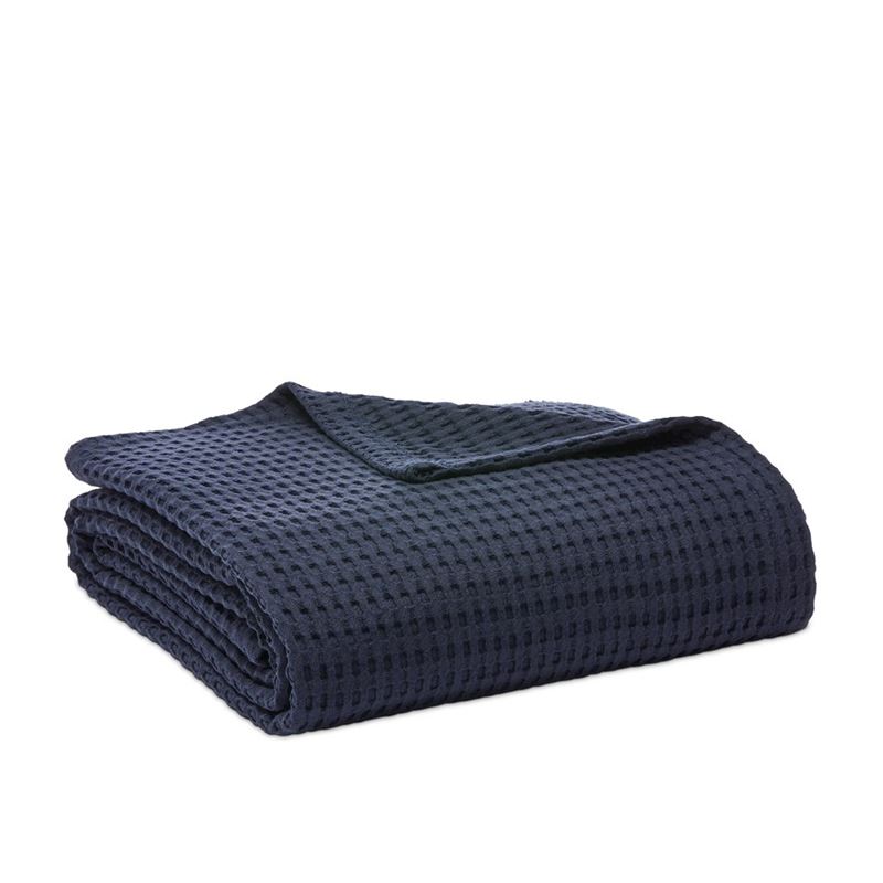 European Collection Turkish Cotton Navy Waffle Blanket