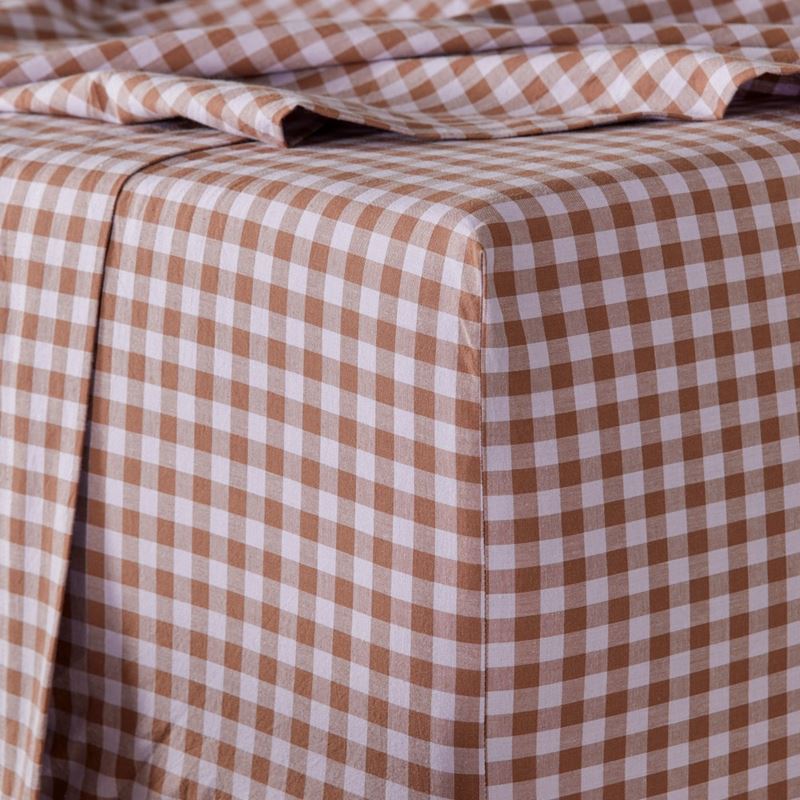 Stonewashed Cotton Printed Lilac Gingham Sheet Separates