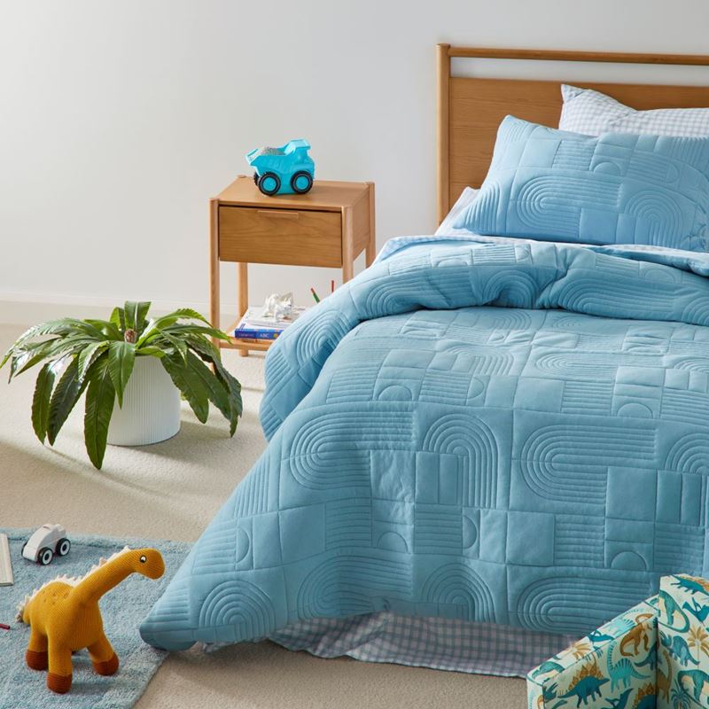 Marlowe Sky Blue Quilted Jersey Quilt Cover Set