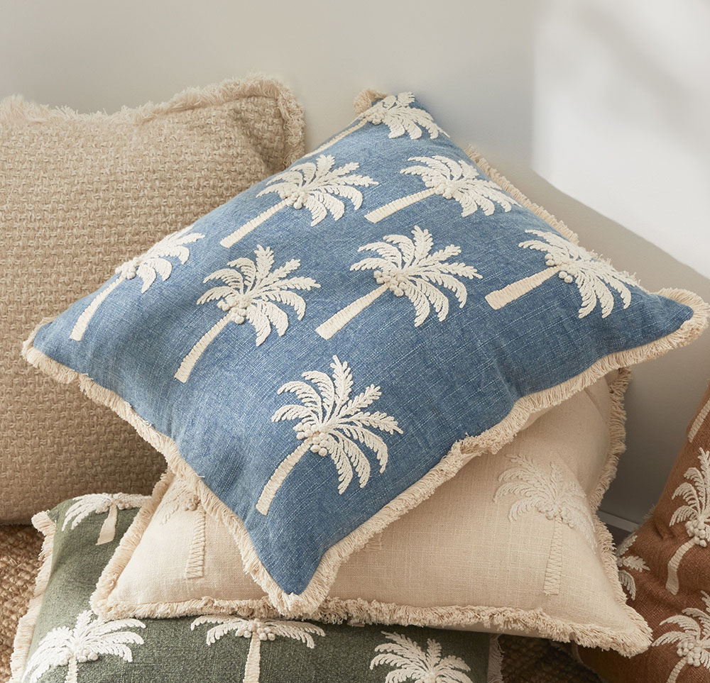 Coconut Palm Blue Cushion