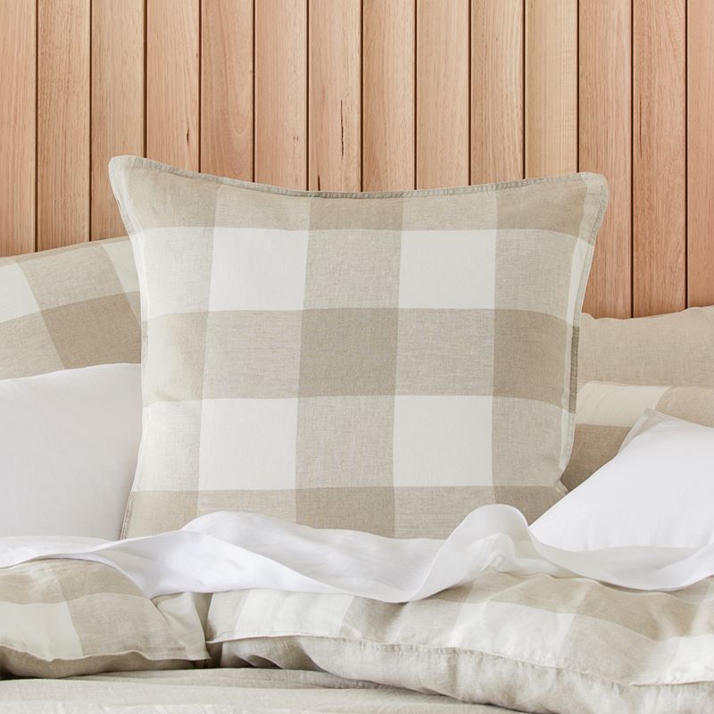 Vintage Washed Linen Large Linen Check Quilt Cover Separates