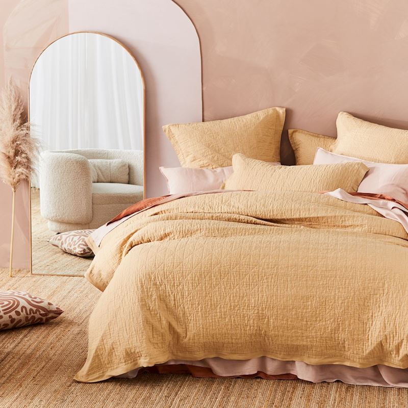 Vintage Washed Linen Latte Quilted Quilt Cover Separates