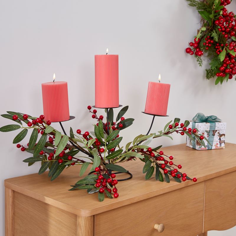 Christmas Pillar Coral Candle