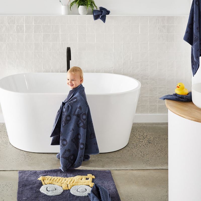 Construction Zone Navy Face Washers Pack of 2