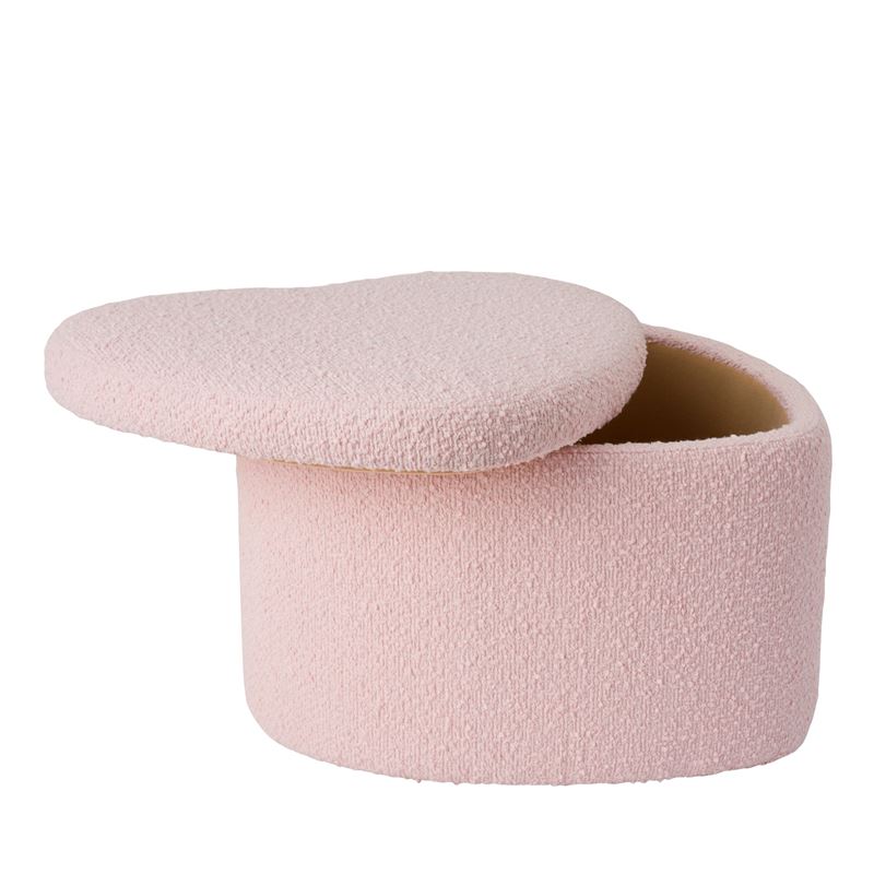 Boucle Pink Heart Storage Ottoman