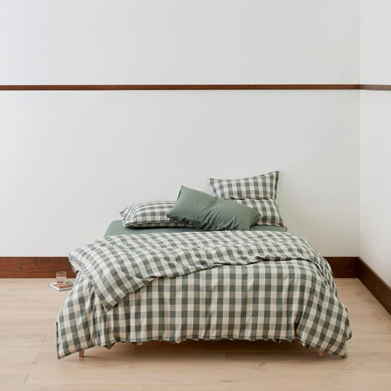 Bamboo Linen Cypress Check Pillowcases