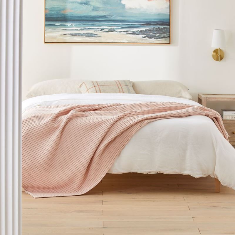 European Collection Turkish Cotton Nude Pink Waffle Blanket