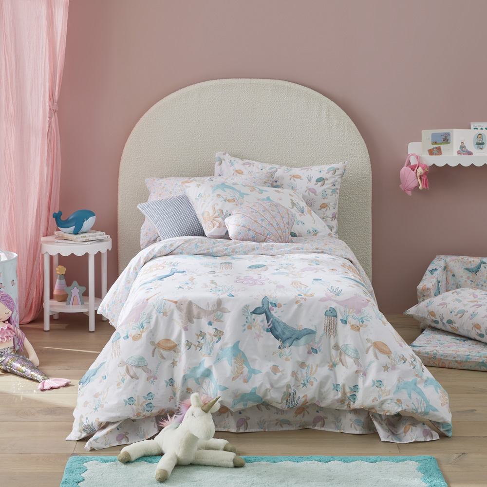 Sea Garden White Quilt Cover Set