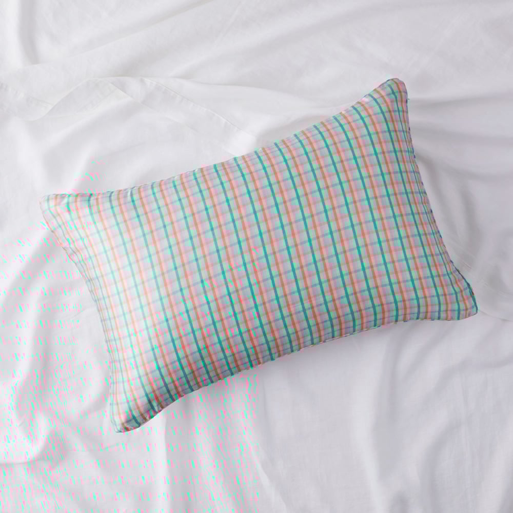 Bright Check Pure Silk Printed Pillowcase