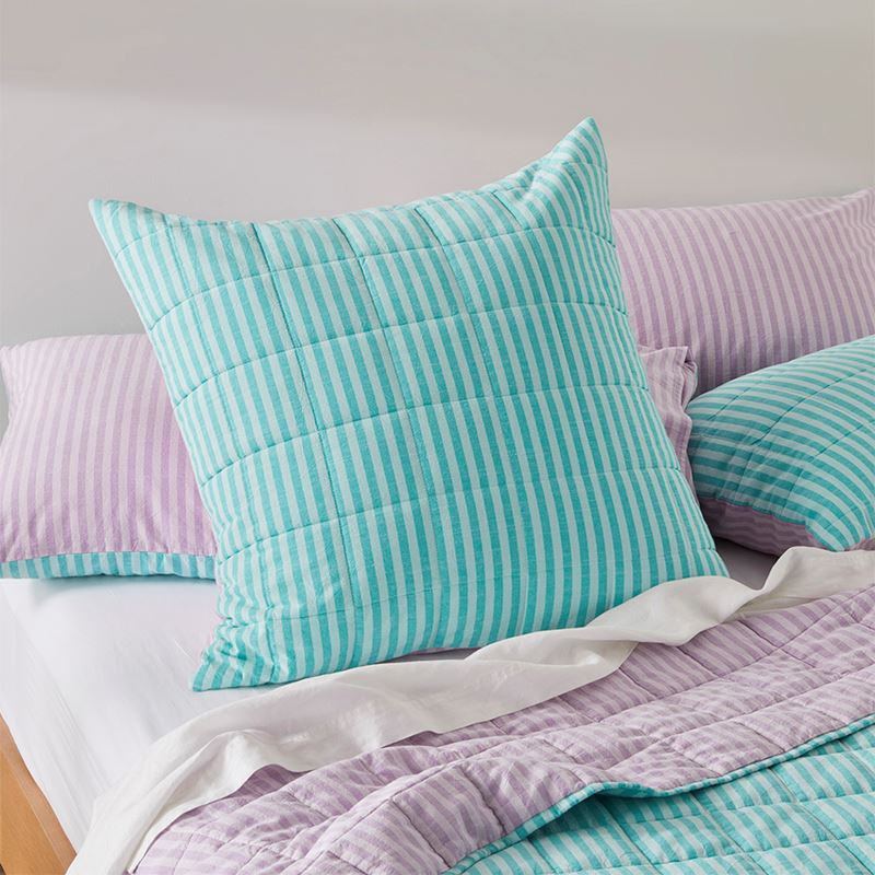 Carrie Aquamarine Stripe Quilted Coverlet Separates