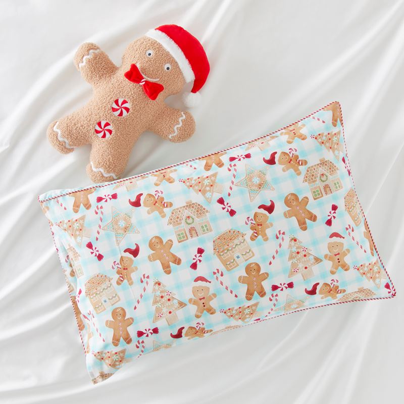 Gingerbread Kisses Christmas Text Pillowcase