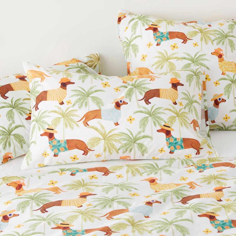 Summertime Dachshund Green Quilt Cover Set + Separates