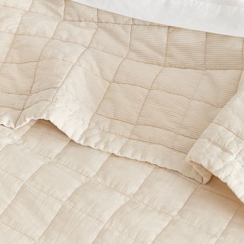 Mosman Sand Stripe Quilted Coverlet Separates