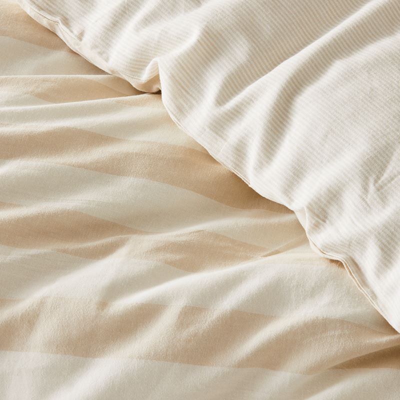 Vintage Washed Linen Sand Stripe Quilt Cover Set + Separates