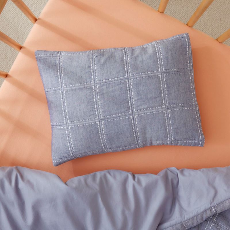 Thomas Patchwork Indigo Chambray Quilted Cot Quilt Cover Set