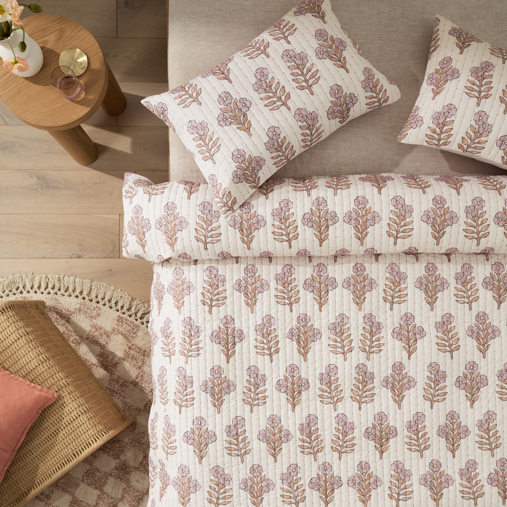 Zoya Quilted Pink Quilt Cover Set