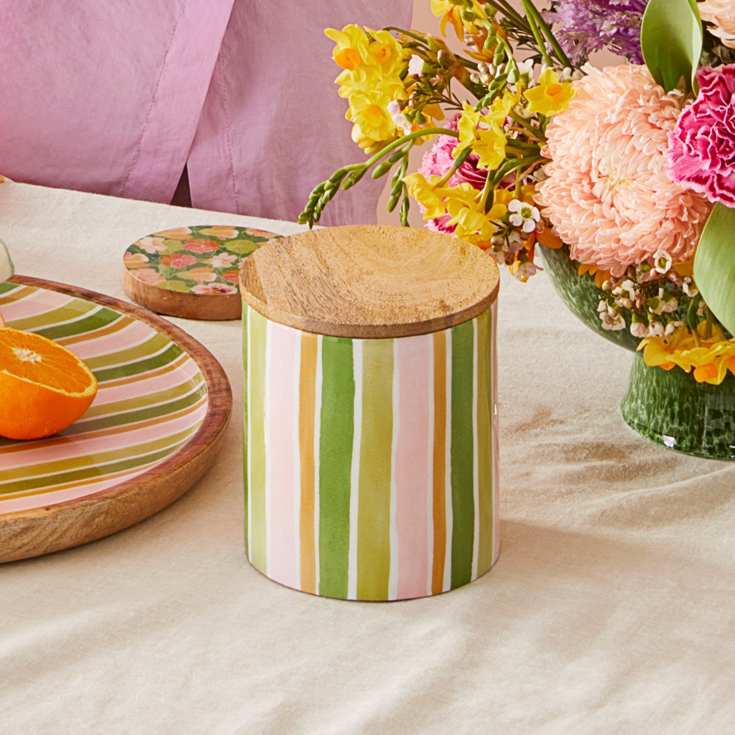 Nasturtium Timber Stripe Canister