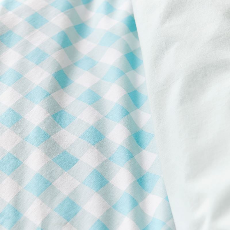 Stonewashed Cotton Gingham Seafoam Cot Quilt Cover Set