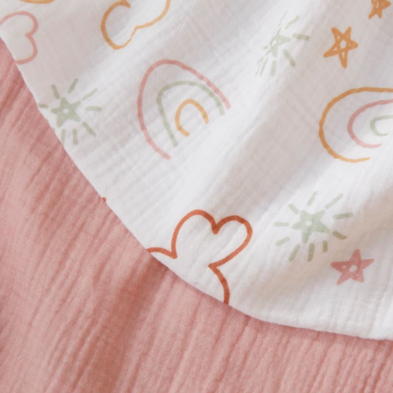 Rainbow Galaxy White Cotton Muslin Baby Swaddles 2pk