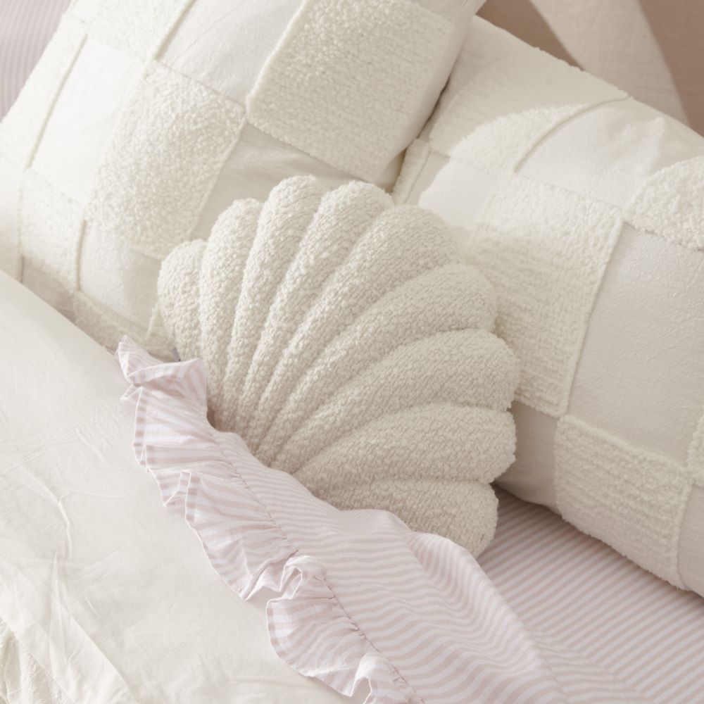 Shell White Boucle Cushion