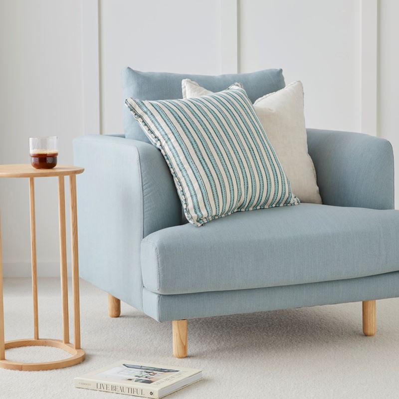 Woodblock Sage Stripe Cushion