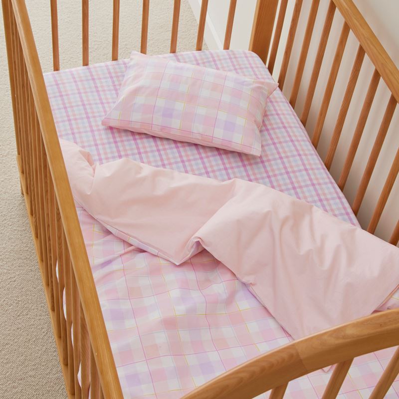 Cameron Check Pink Cot Quilt Cover Set
