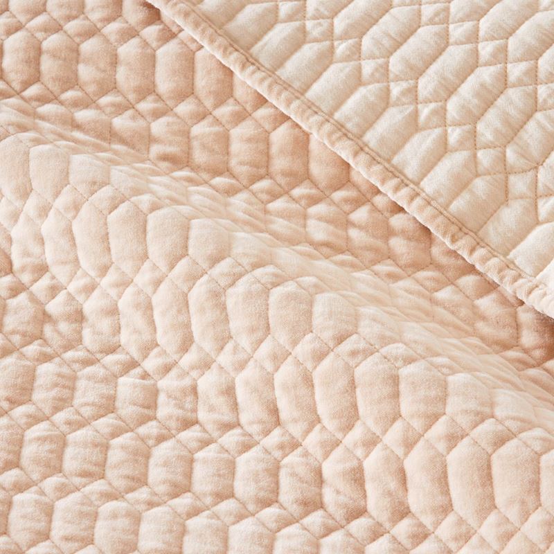 Milan Rose Velvet Quilted Coverlet Separates