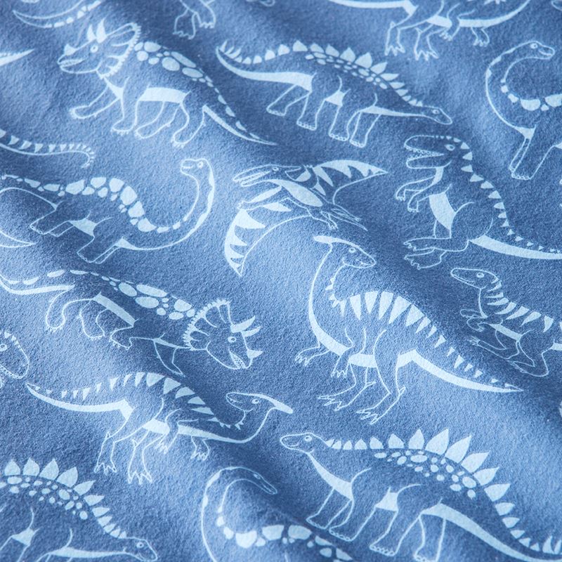 Dino Park Blue Flannelette Cot Quilt Cover Set