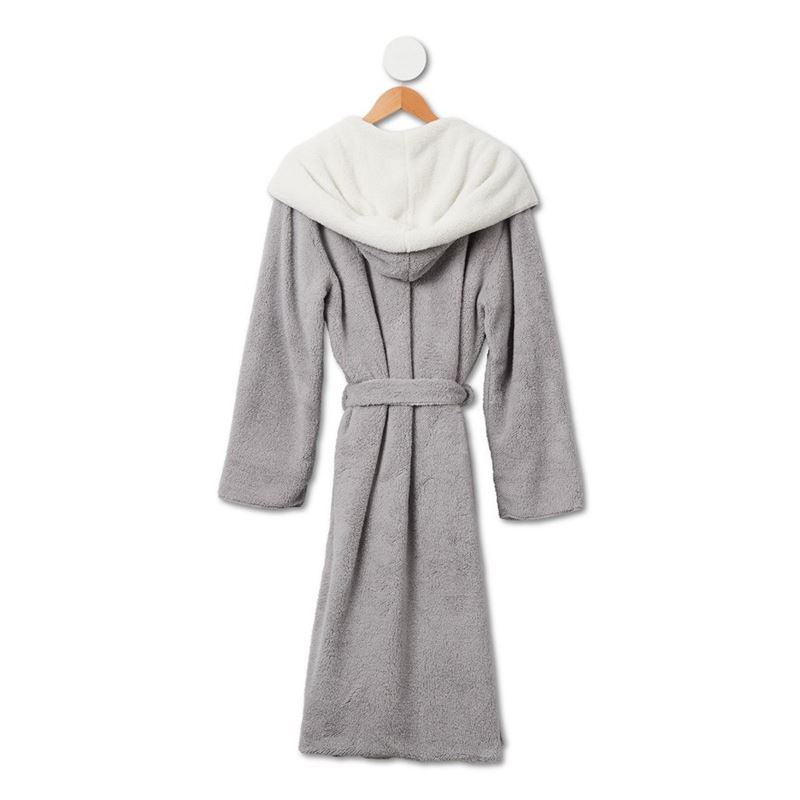 Sherpa Moonrock Grey & Ivory Hooded Bathrobe