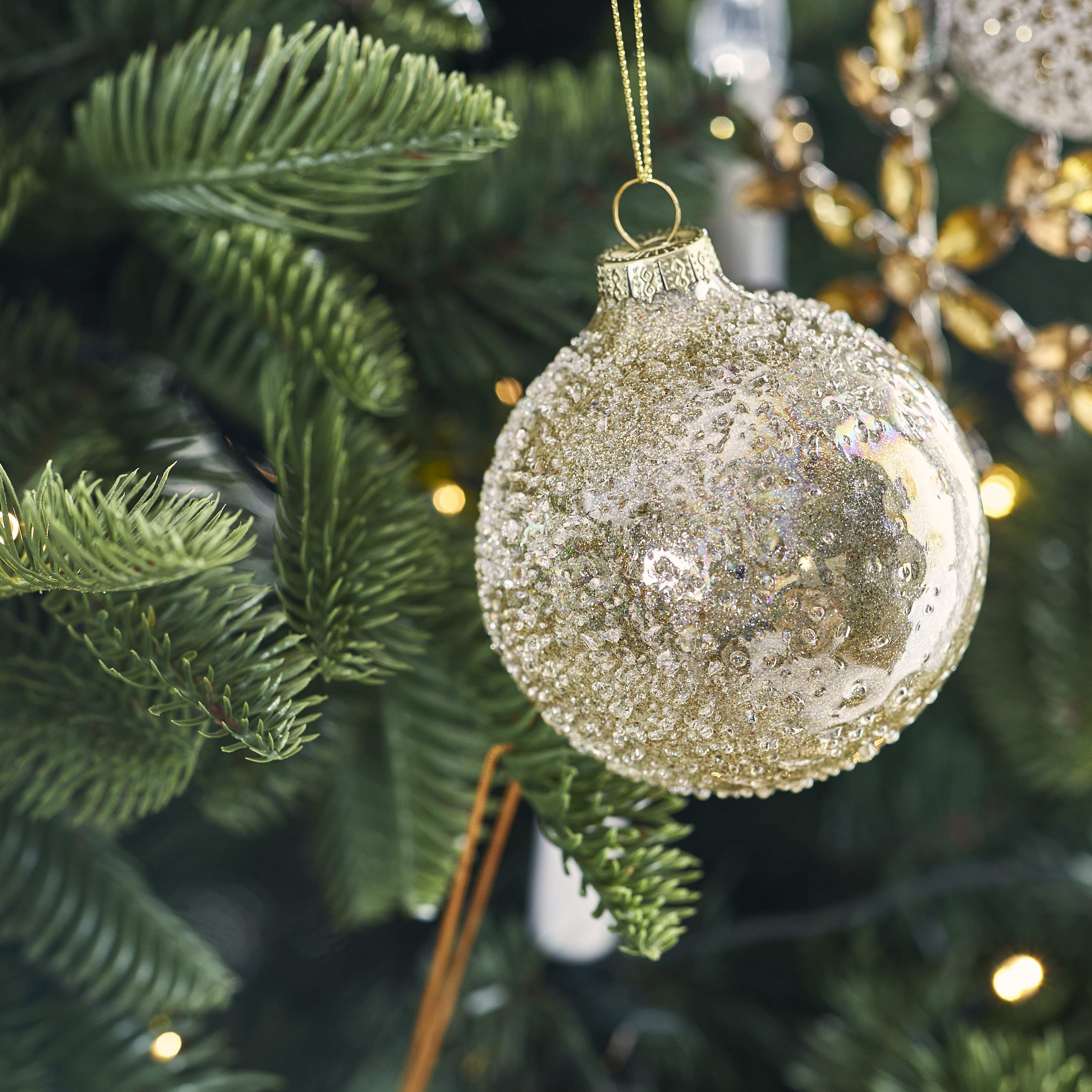 Luxe White Rainbow Glass Bauble