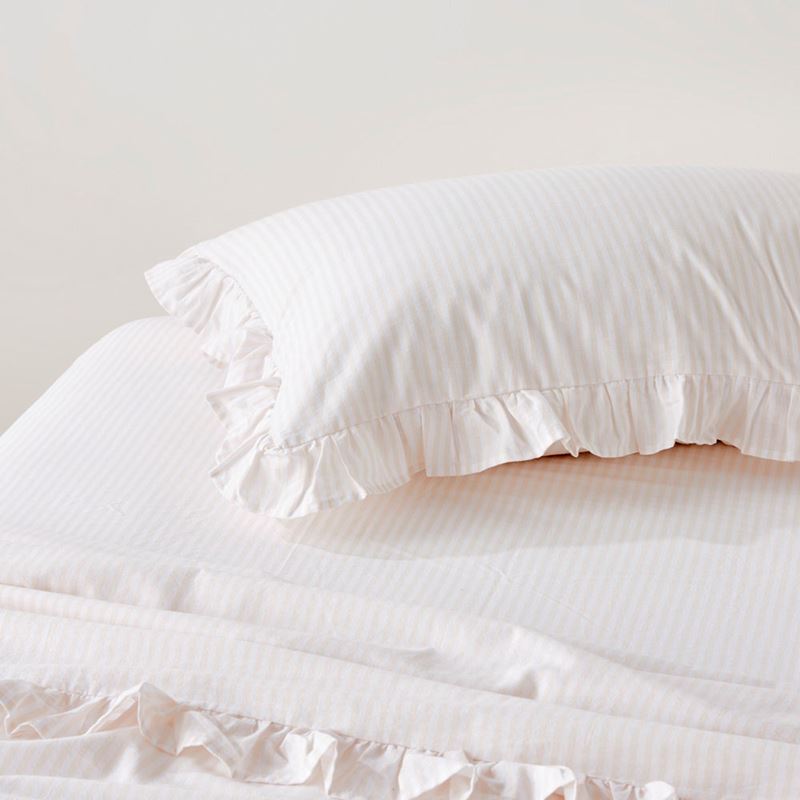 Ruffle Natural Stripe Sheet Set