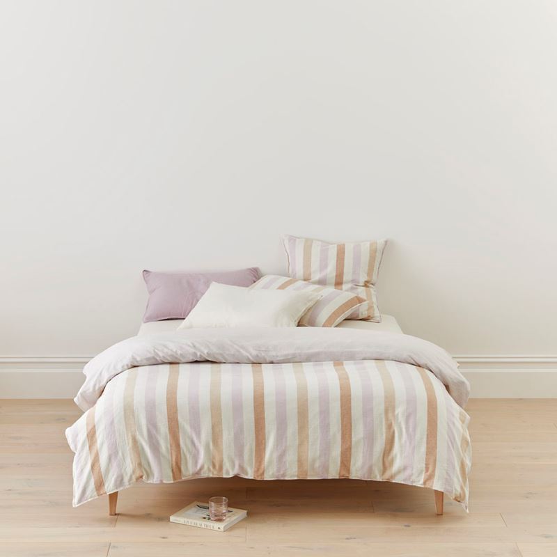 Vintage Washed Linen Cotton Lilac Stripe Quilt Cover Set + Separates