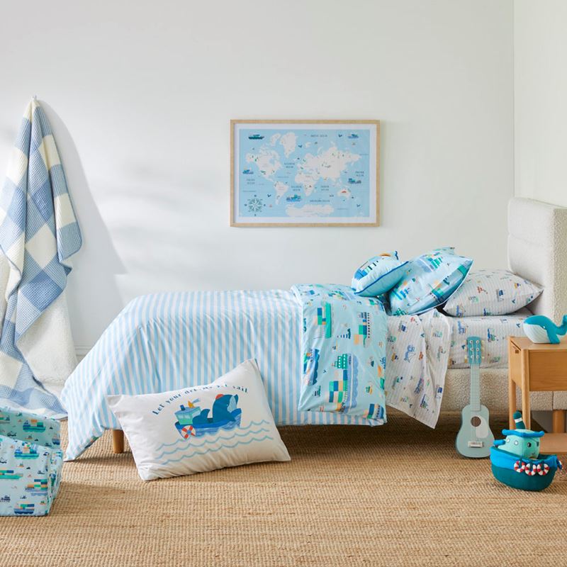 Ships Of The World Light Blue Quilt Cover Set