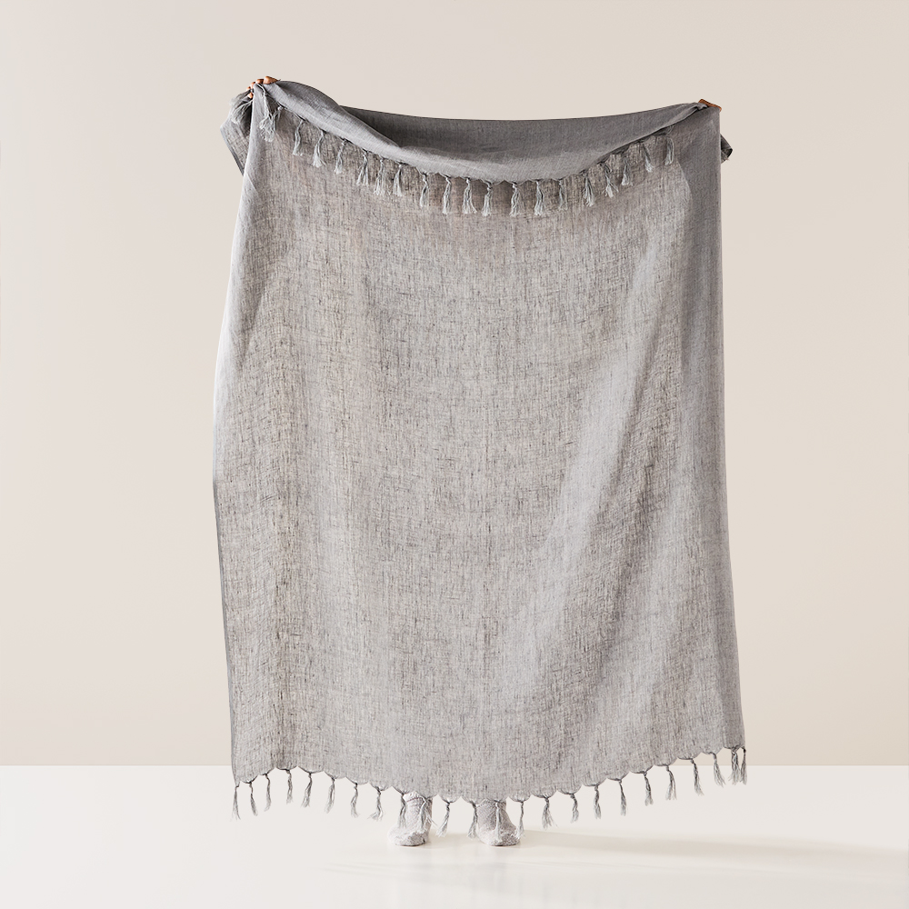 Malmo Grey Linen Throw