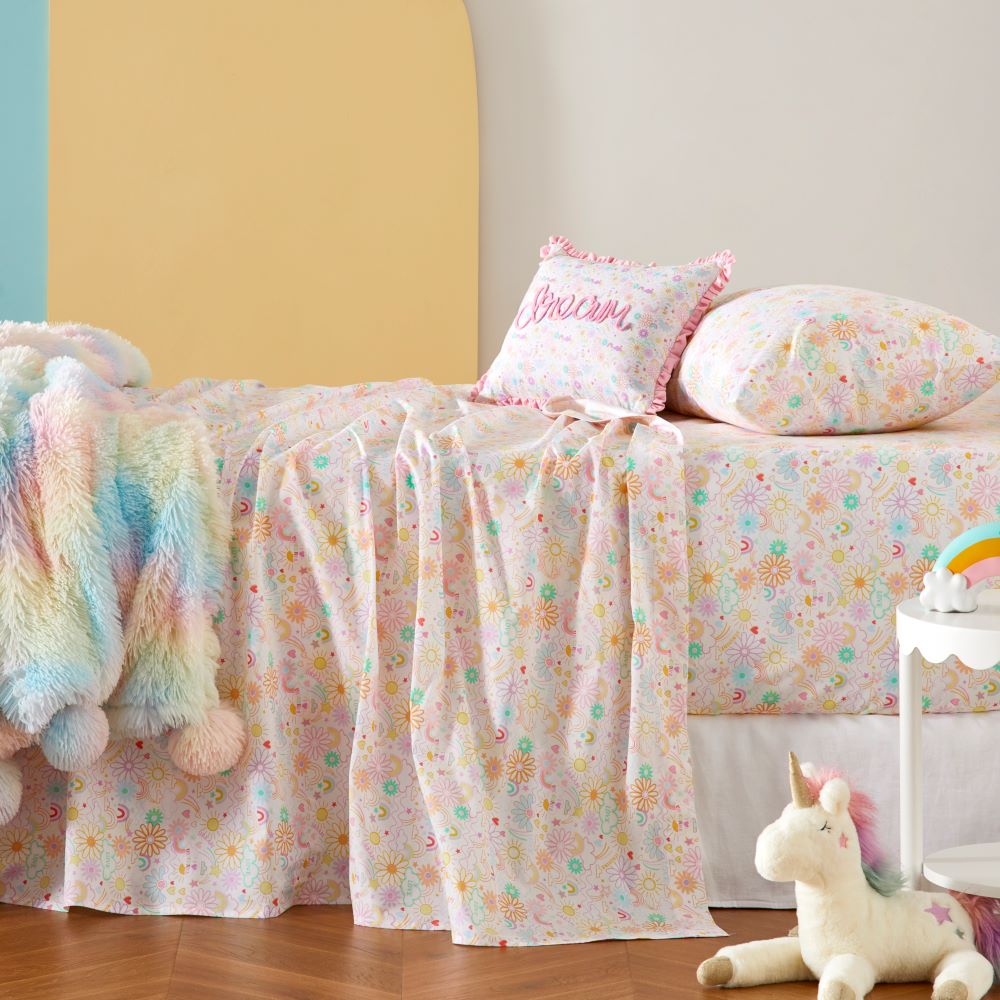 I Love Unicorns White Sheet Set