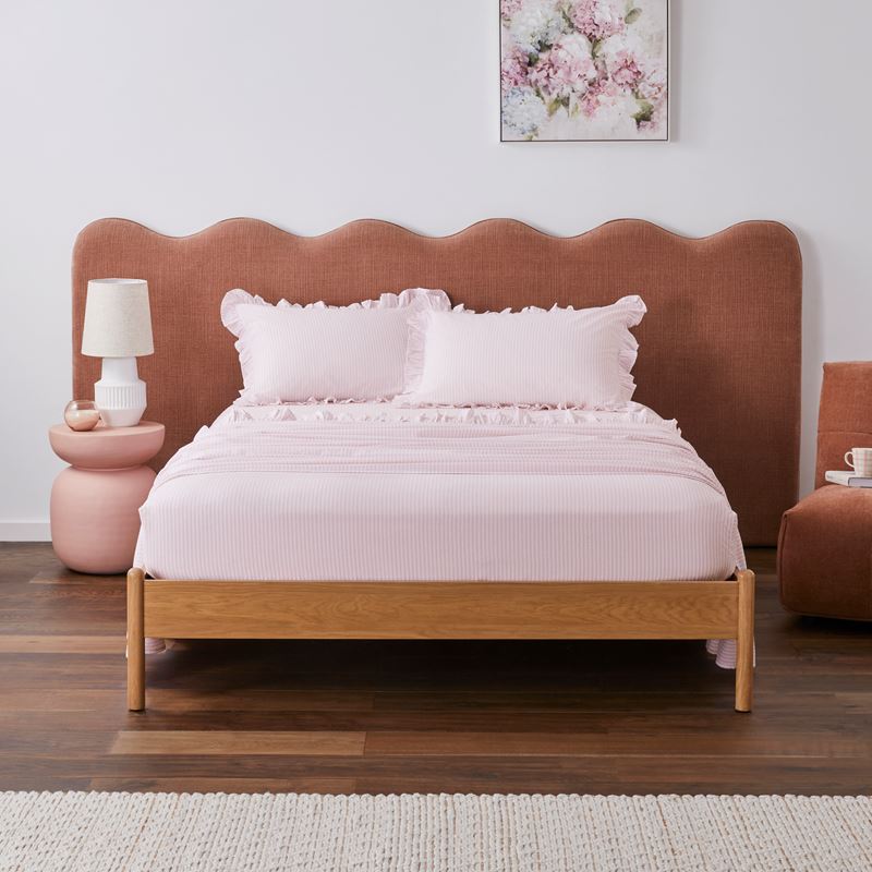 Ruffle Nude Pink Stripe Sheet Set