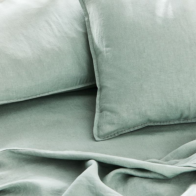 Vintage Washed Linen Eucalyptus Sheet Separates