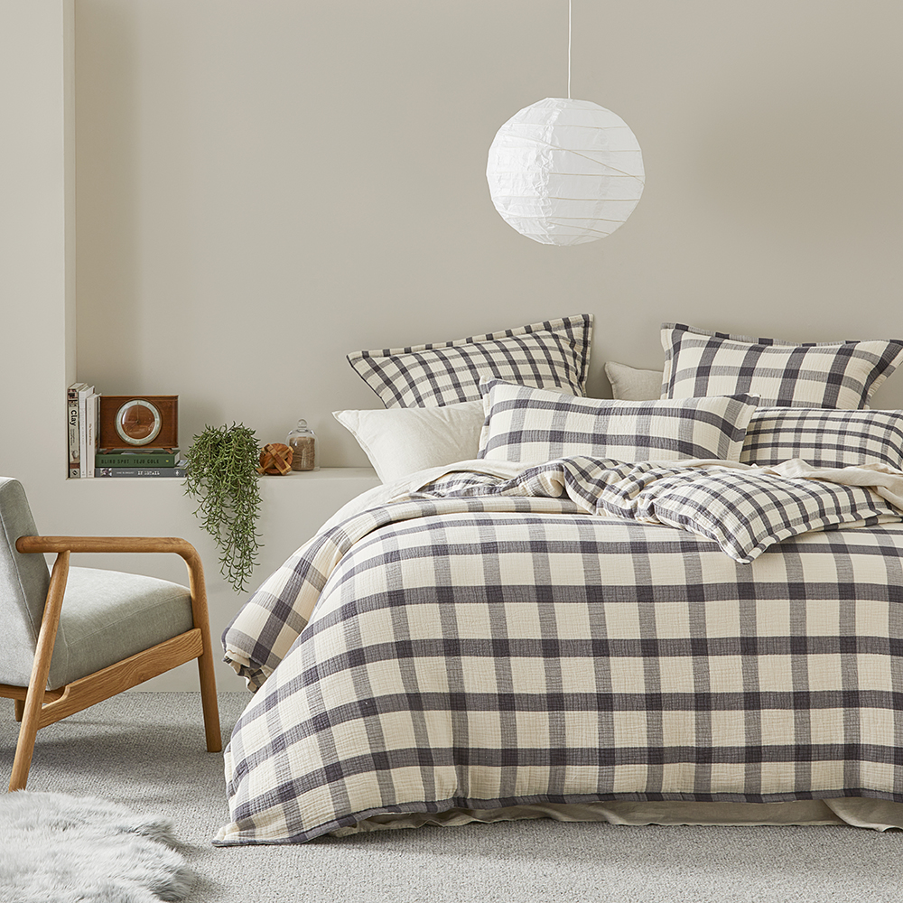 Chelsea Check Charcoal Quilt Cover Separates