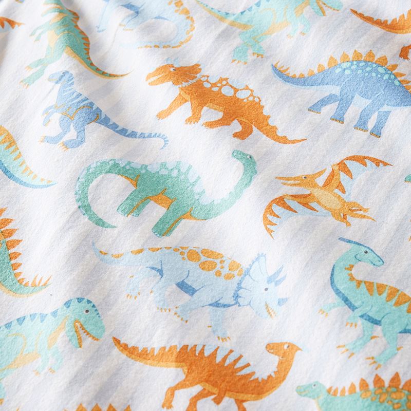 Dino Park Blue Flannelette Cot Quilt Cover Set