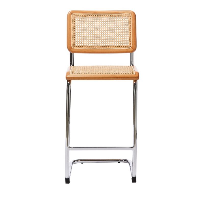 Somers Natural Rattan & Chrome Counter Stool