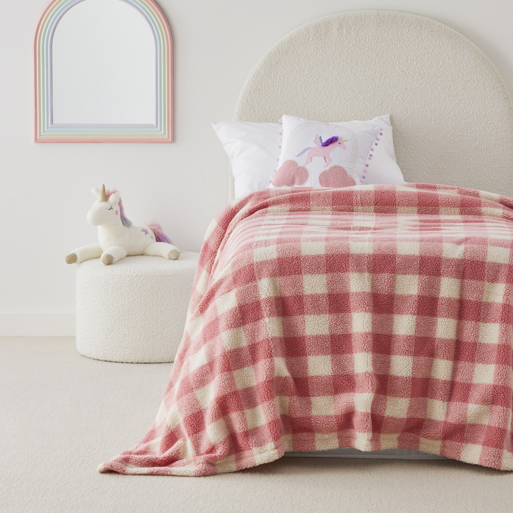 Clea Pink Checkerboard Blanket