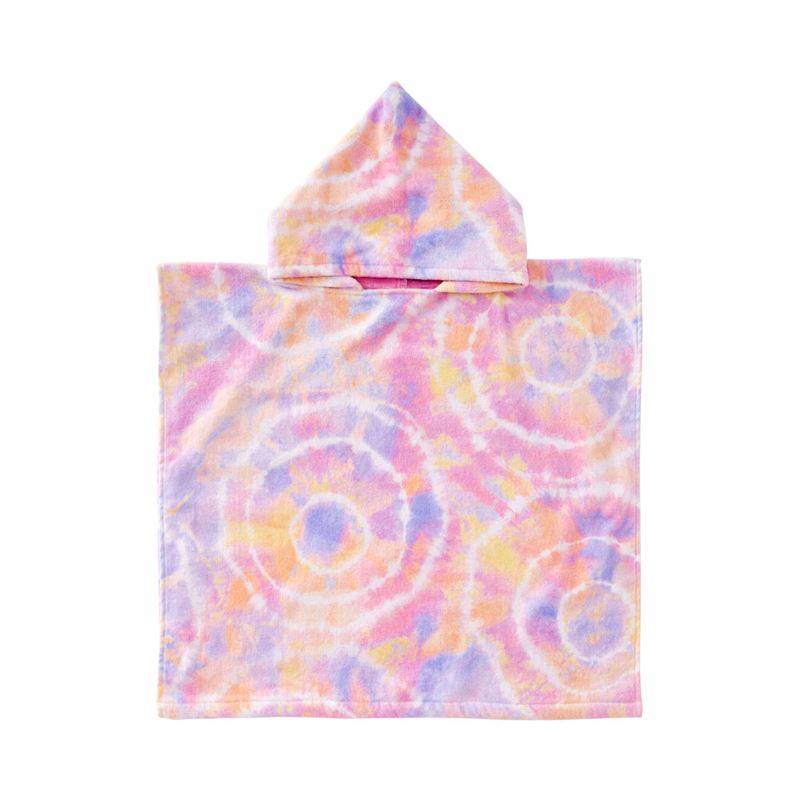 Tie Dye Pink Kids Hooded Beach Towel