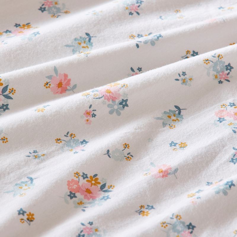 Lottie Vintage Pastel Pink Floral Flannelette Cot Quilt Cover Set