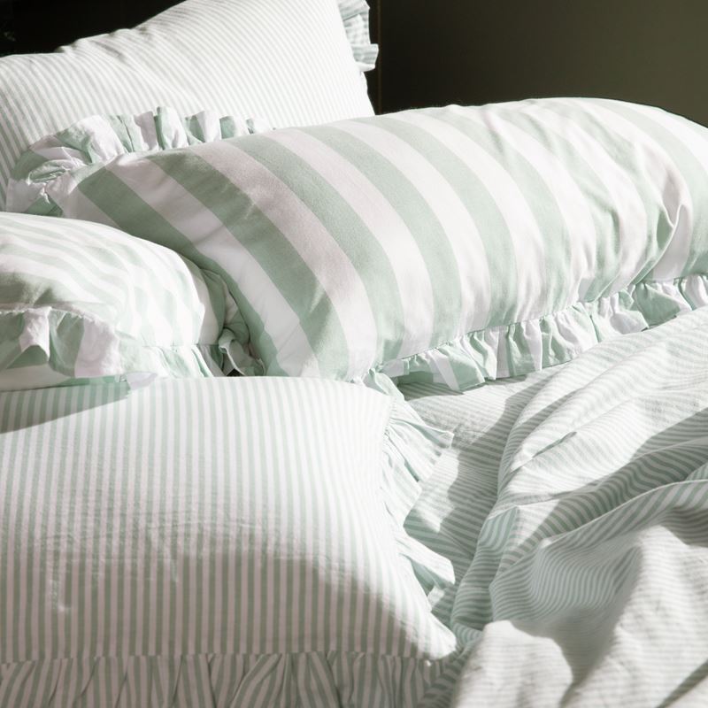 Ruffle Mint Blue Stripe Quilt Cover Set + Separates