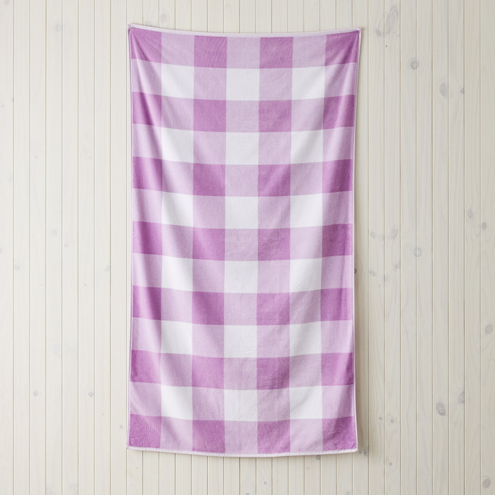 Velour Lilac Gingham Beach Towel