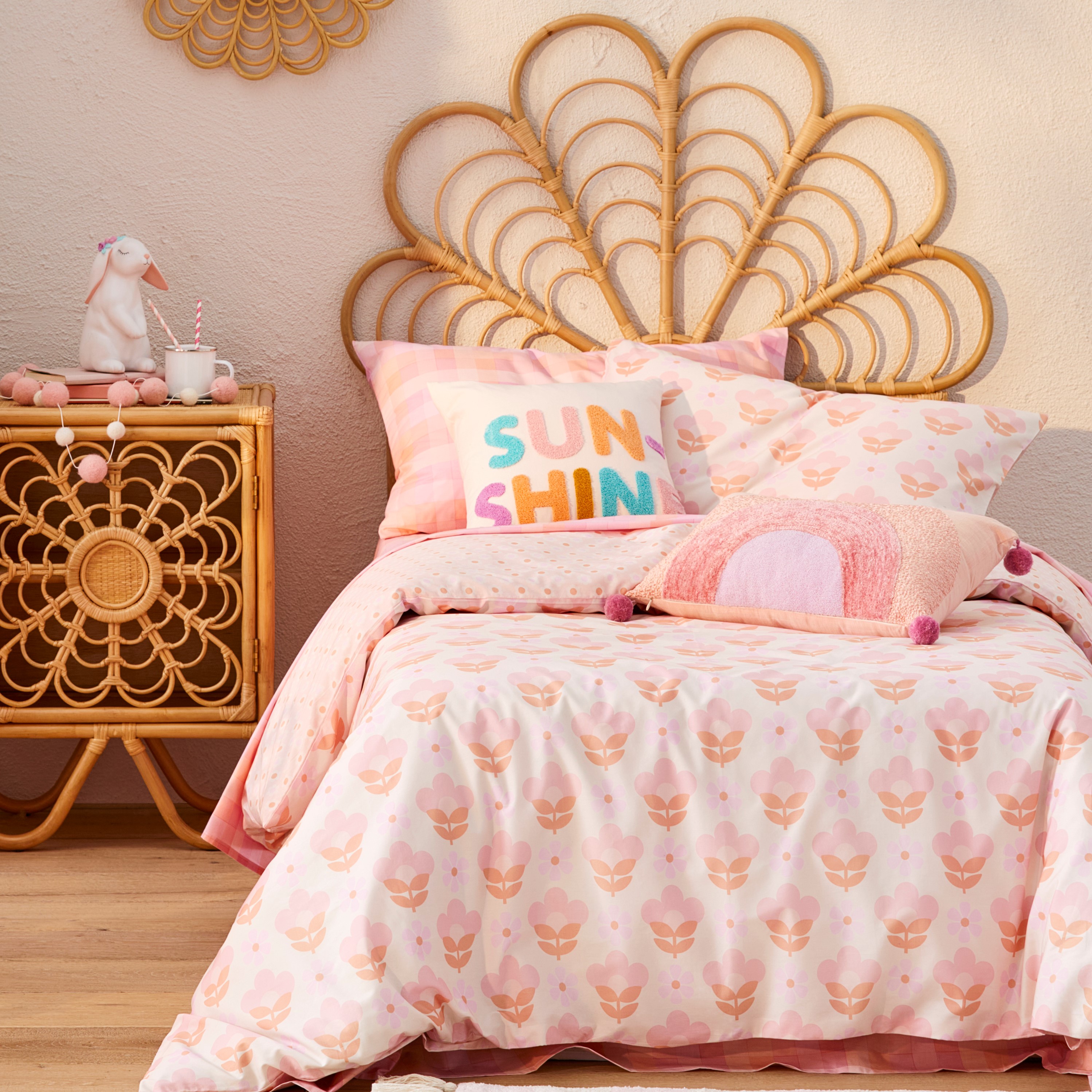 Flower Pop Pink Quilt Cover Set