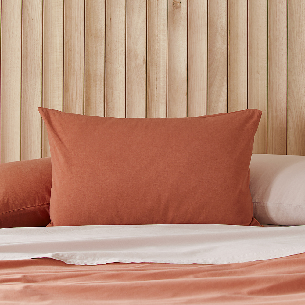 Stonewashed Cotton Paprika Pillowcases