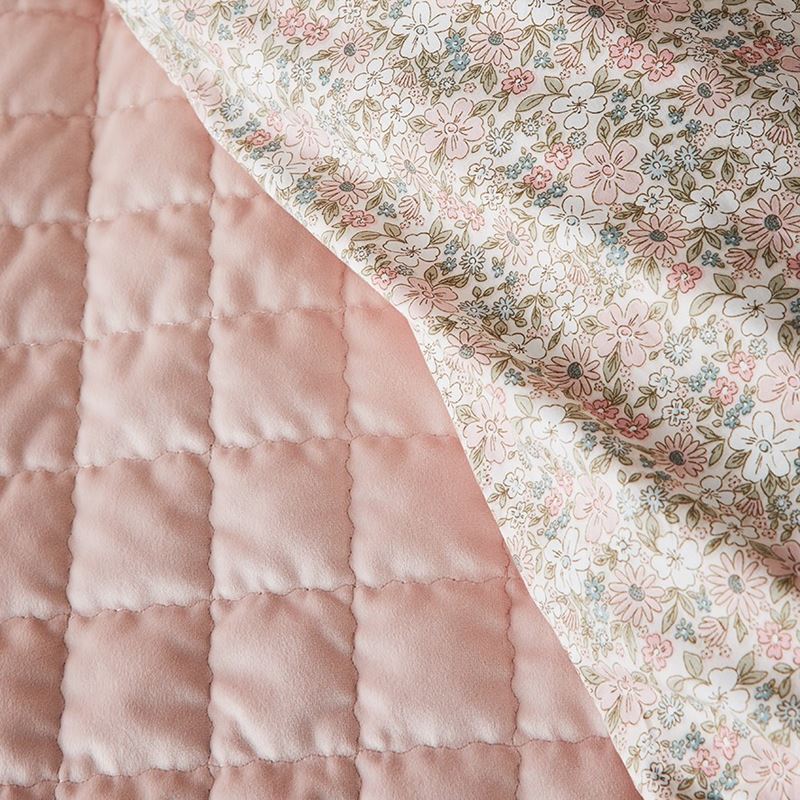 Florence Blush Velvet Quilted Cot Quilt Cover Set