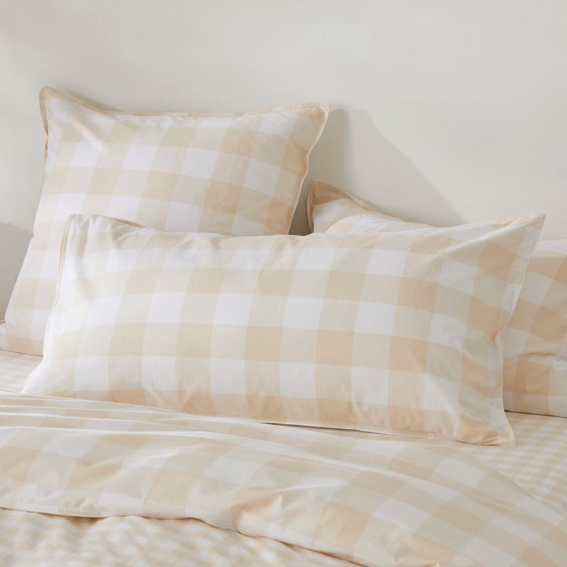 Stonewashed Cotton Printed Sand Gingham Quilt Cover Separates
