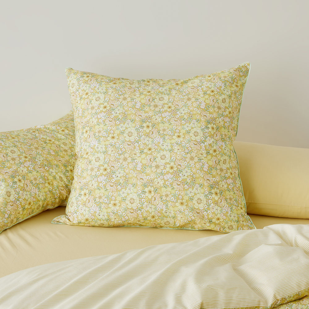 Leila Lemon Drop Floral Pillowcase